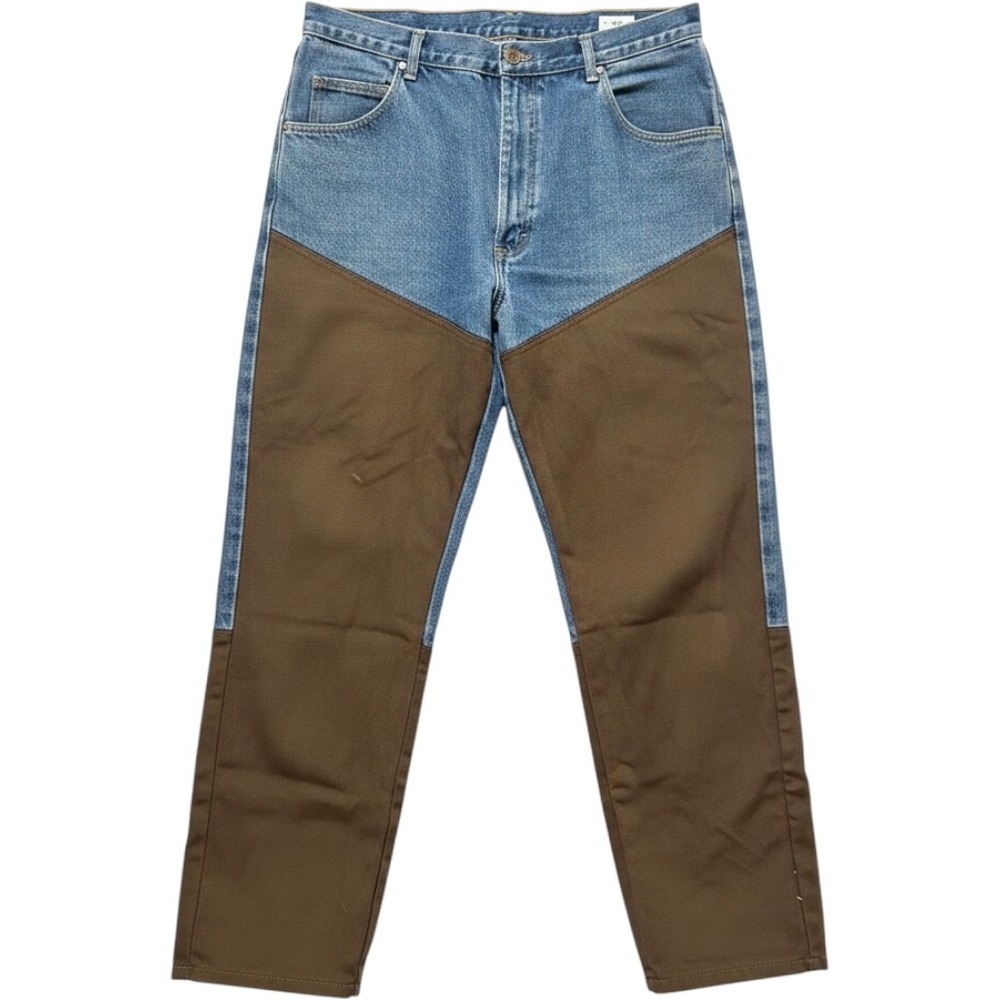 Wrangler Carpenter Pants Mens 38x30‎ Blue Brown Colorblock Workwear Denim 38